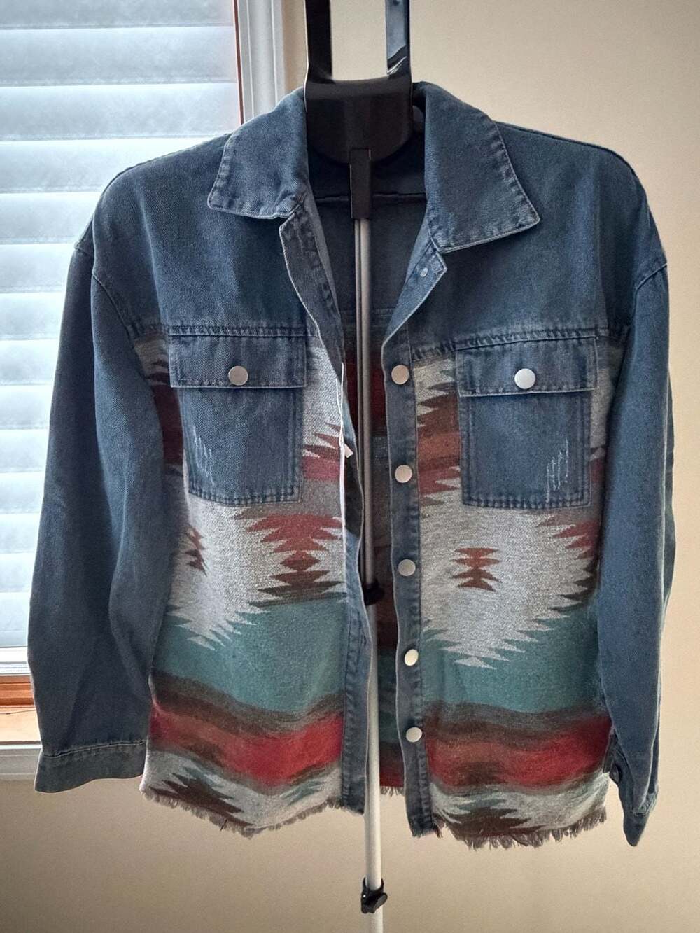 Lumister Women's Size S Denim Jacket with Southwest Pattern